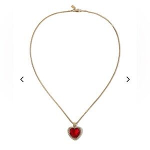 Vanessa Mooney Gold Heart Necklace with Red Gem